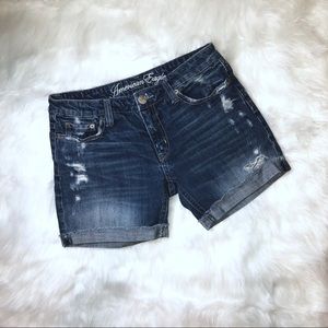 American Eagle distressed Blue Jean shorts. Size 0